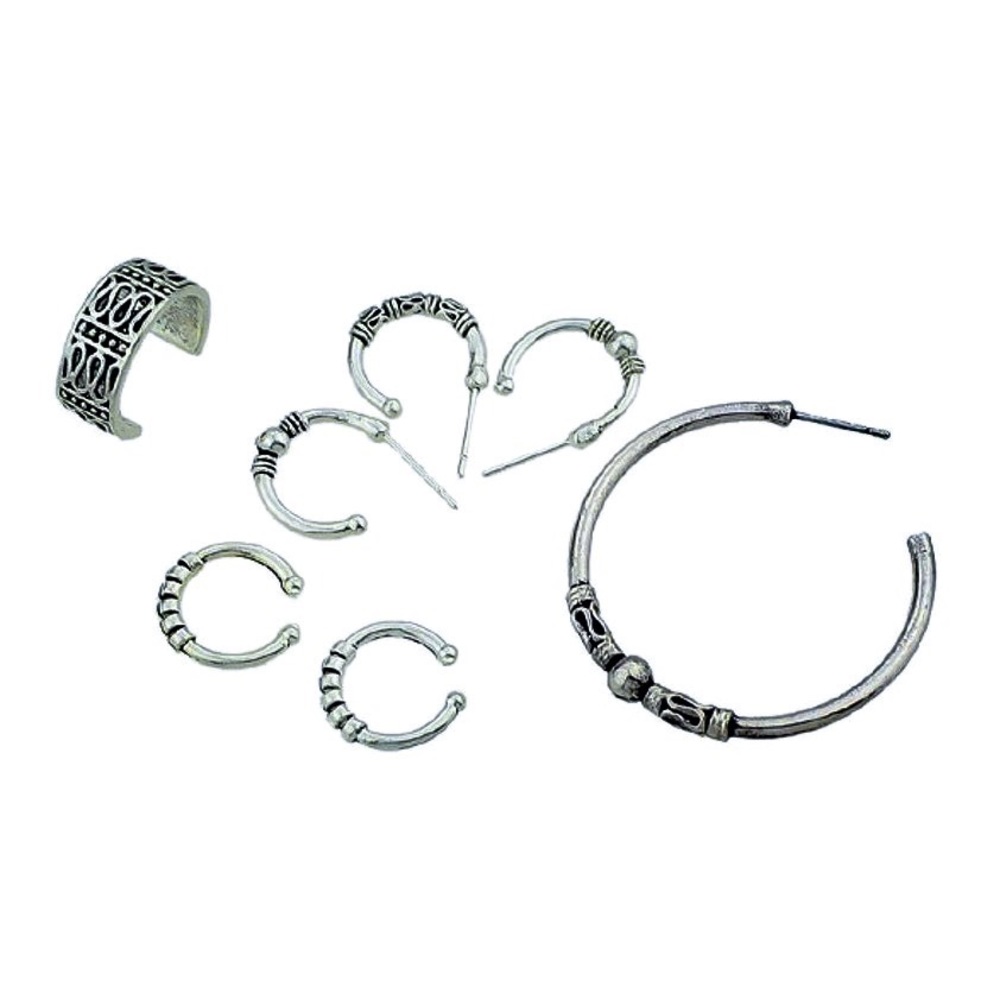 2/$20! 4 Boho 3/4 Hoop Earrings & 3 Ear Cuffs - Picture 2 of 8
